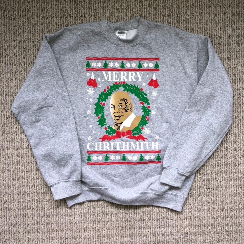 Grey Mike Tyson Ugly Christmas Sweater